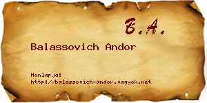 Balassovich Andor névjegykártya